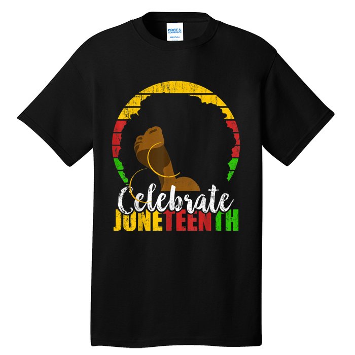 Celebrate Juneteenth Afro Woman Retro African Colors Gift Tall T-Shirt