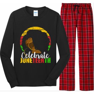 Celebrate Juneteenth Afro Woman Retro African Colors Gift Long Sleeve Pajama Set