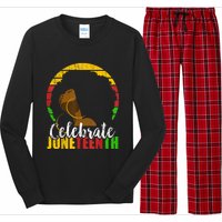 Celebrate Juneteenth Afro Woman Retro African Colors Gift Long Sleeve Pajama Set