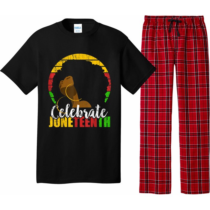 Celebrate Juneteenth Afro Woman Retro African Colors Gift Pajama Set