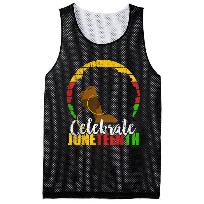 Celebrate Juneteenth Afro Woman Retro African Colors Gift Mesh Reversible Basketball Jersey Tank