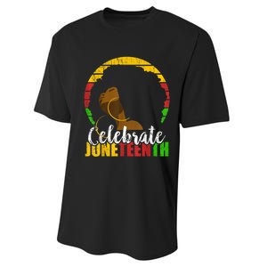 Celebrate Juneteenth Afro Woman Retro African Colors Gift Performance Sprint T-Shirt