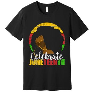 Celebrate Juneteenth Afro Woman Retro African Colors Gift Premium T-Shirt