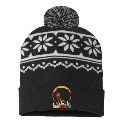 Celebrate Juneteenth Afro Woman Retro African Colors Gift USA-Made Snowflake Beanie