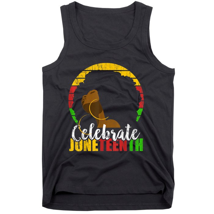 Celebrate Juneteenth Afro Woman Retro African Colors Gift Tank Top