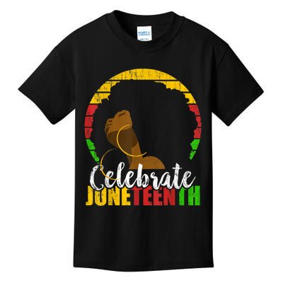 Celebrate Juneteenth Afro Woman Retro African Colors Gift Kids T-Shirt