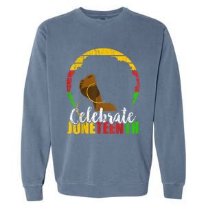 Celebrate Juneteenth Afro Woman Retro African Colors Gift Garment-Dyed Sweatshirt