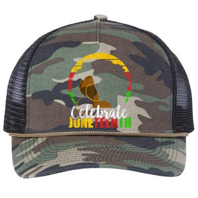 Celebrate Juneteenth Afro Woman Retro African Colors Gift Retro Rope Trucker Hat Cap