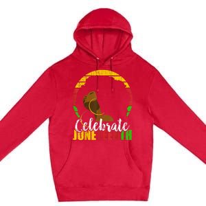 Celebrate Juneteenth Afro Woman Retro African Colors Gift Premium Pullover Hoodie