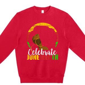 Celebrate Juneteenth Afro Woman Retro African Colors Gift Premium Crewneck Sweatshirt