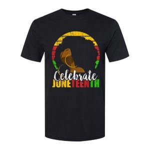 Celebrate Juneteenth Afro Woman Retro African Colors Gift Softstyle CVC T-Shirt