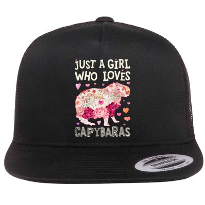 Capybara Just A  Who Loves Capybaras Flower  Floral  Flatbill Hat