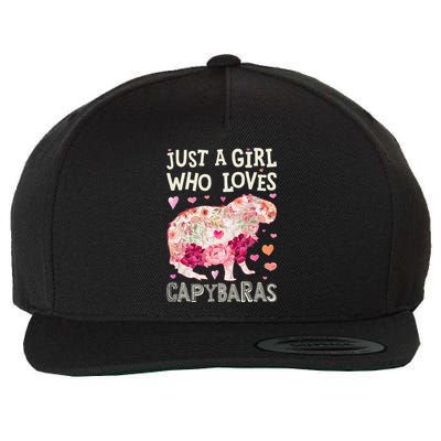 Capybara Just A  Who Loves Capybaras Flower  Floral  Wool Snapback Cap