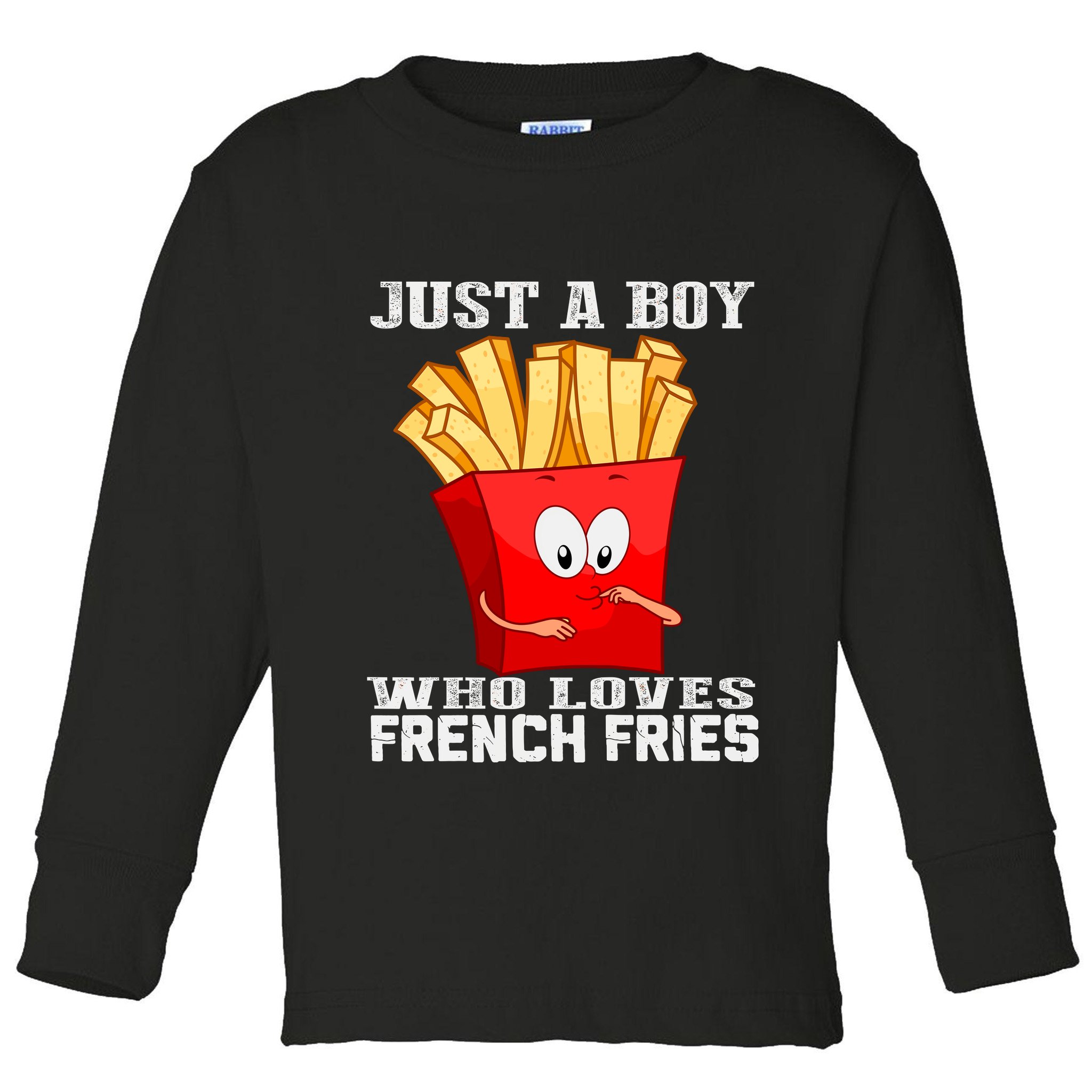 Cute Just A Boy Who Loves French Fries Toddler Long Sleeve Shirt