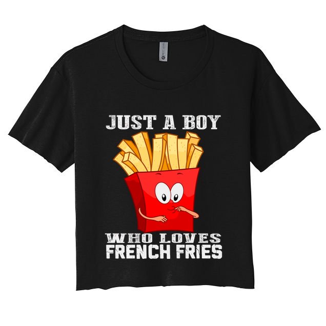 Cute Just A Boy Who Loves French Fries Crop Top