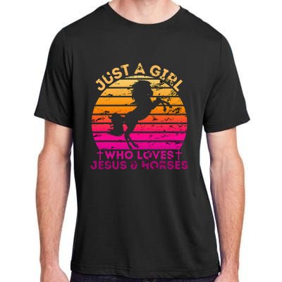 Christian Just a  Who Loves Jesus and Horses Adult ChromaSoft Performance T-Shirt