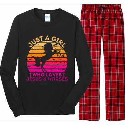 Christian Just a  Who Loves Jesus and Horses Long Sleeve Pajama Set