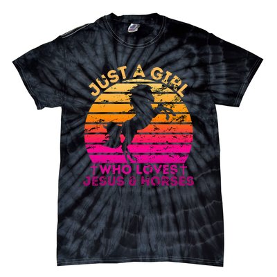 Christian Just a  Who Loves Jesus and Horses Tie-Dye T-Shirt