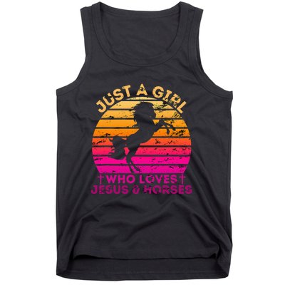 Christian Just a  Who Loves Jesus and Horses Tank Top