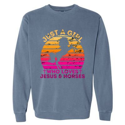 Christian Just a  Who Loves Jesus and Horses Garment-Dyed Sweatshirt