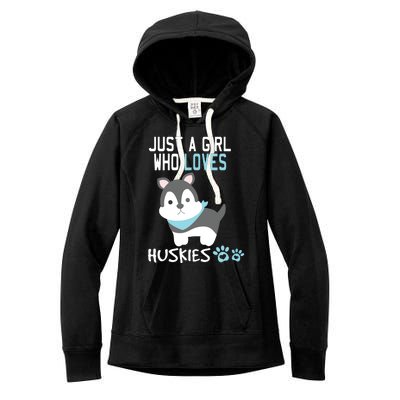 Cute Just A Girl Who Loves Huskies Dog Lover Gift Women's Fleece Hoodie