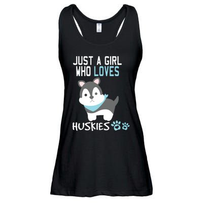 Cute Just A Girl Who Loves Huskies Dog Lover Gift Ladies Essential Flowy Tank