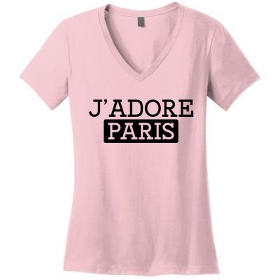 Cool J Adore Paris I Love Paris French Women's V-Neck T-Shirt