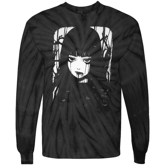 Creepy Japanese Anime Manga Horror Pastel Goth Grunge Tie-Dye Long Sleeve Shirt