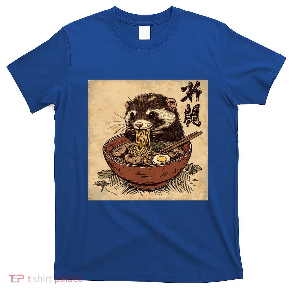 Classic Japanese Art Noodles Lover Wildlife Cute Ferret Gift T-Shirt