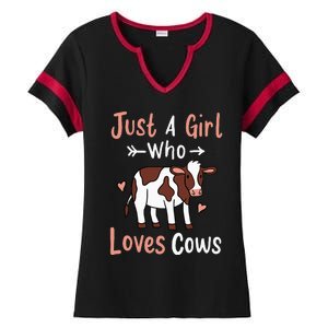 Cow Just a Who Loves Cows Gift for Cow Lovers. Ladies Halftime Notch Neck Tee