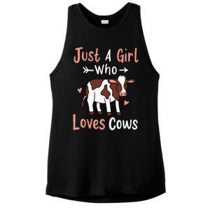 Cow Just a Who Loves Cows Gift for Cow Lovers. Ladies PosiCharge Tri-Blend Wicking Tank