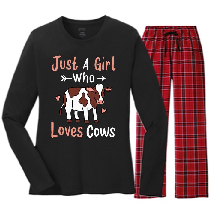 Cow Just a Who Loves Cows Gift for Cow Lovers. Women's Long Sleeve Flannel Pajama Set 