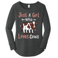 Cow Just a Who Loves Cows Gift for Cow Lovers. Women's Perfect Tri Tunic Long Sleeve Shirt