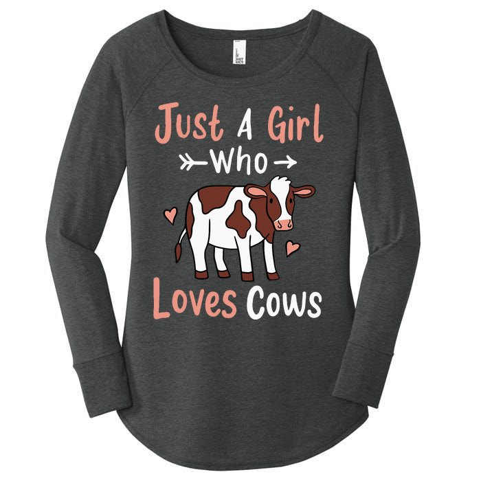 Cow Just a Who Loves Cows Gift for Cow Lovers. Women's Perfect Tri Tunic Long Sleeve Shirt