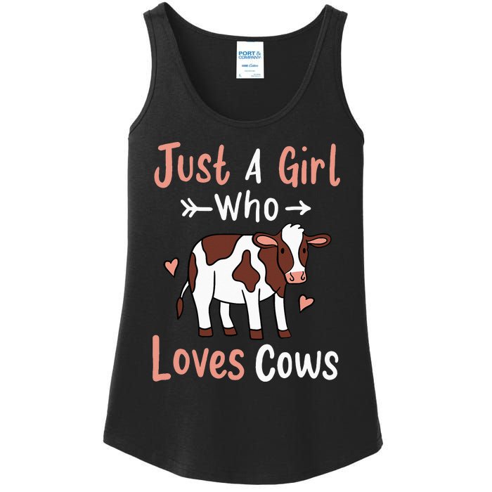 Cow Just a Who Loves Cows Gift for Cow Lovers. Ladies Essential Tank