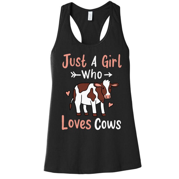 Cow Just a Who Loves Cows Gift for Cow Lovers. Women's Racerback Tank