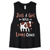 Cow Just a Who Loves Cows Gift for Cow Lovers. Women's Racerback Cropped Tank