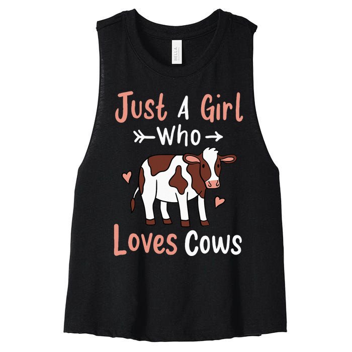 Cow Just a Who Loves Cows Gift for Cow Lovers. Women's Racerback Cropped Tank