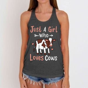 Cow Just a Who Loves Cows Gift for Cow Lovers. Women's Knotted Racerback Tank