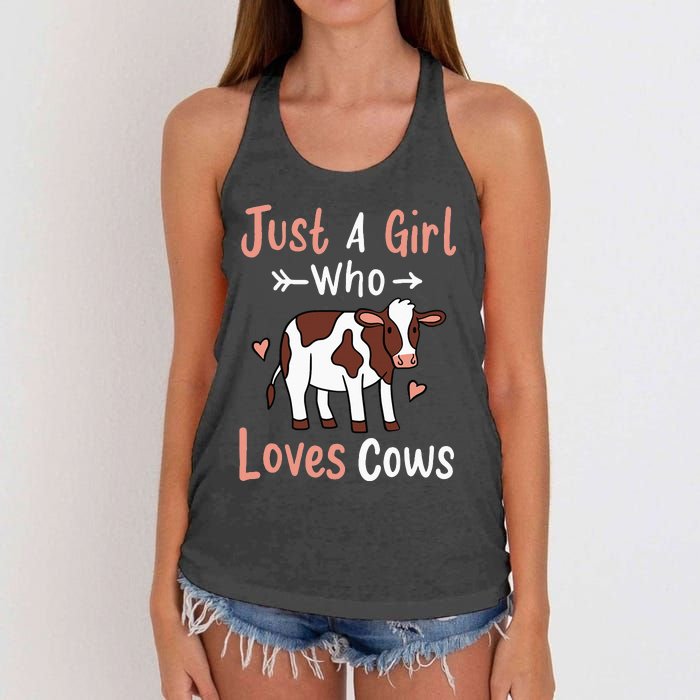 Cow Just a Who Loves Cows Gift for Cow Lovers. Women's Knotted Racerback Tank