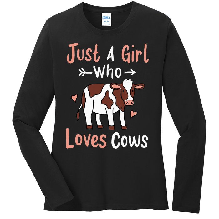 Cow Just a Who Loves Cows Gift for Cow Lovers. Ladies Long Sleeve Shirt