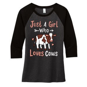 Cow Just a Who Loves Cows Gift for Cow Lovers. Women's Tri-Blend 3/4-Sleeve Raglan Shirt