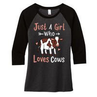 Cow Just a Who Loves Cows Gift for Cow Lovers. Women's Tri-Blend 3/4-Sleeve Raglan Shirt