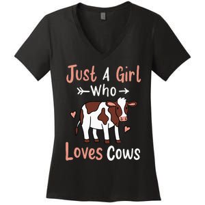 Cow Just a Who Loves Cows Gift for Cow Lovers. Women's V-Neck T-Shirt