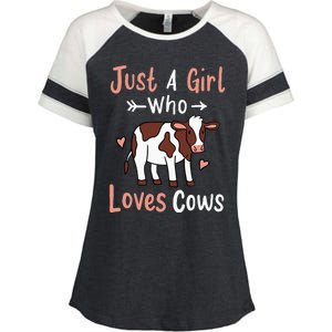 Cow Just a Who Loves Cows Gift for Cow Lovers. Enza Ladies Jersey Colorblock Tee