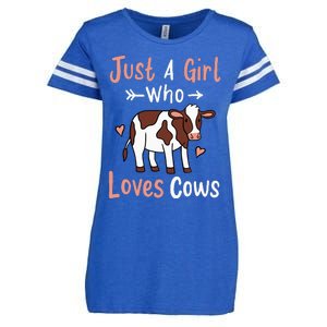 Cow Just a Who Loves Cows Gift for Cow Lovers. Enza Ladies Jersey Football T-Shirt