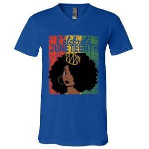 Celebrate Juneteenth African Melanin Blm Black History Gift V-Neck T-Shirt