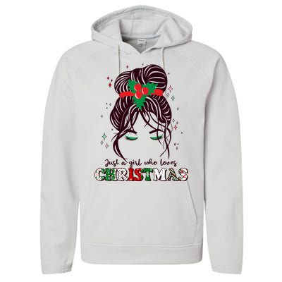 Cute Just A Girl Who Loves Christmas Performance Fleece Hoodie