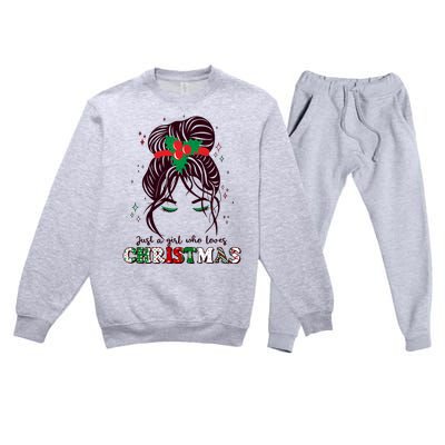 Cute Just A Girl Who Loves Christmas Premium Crewneck Sweatsuit Set