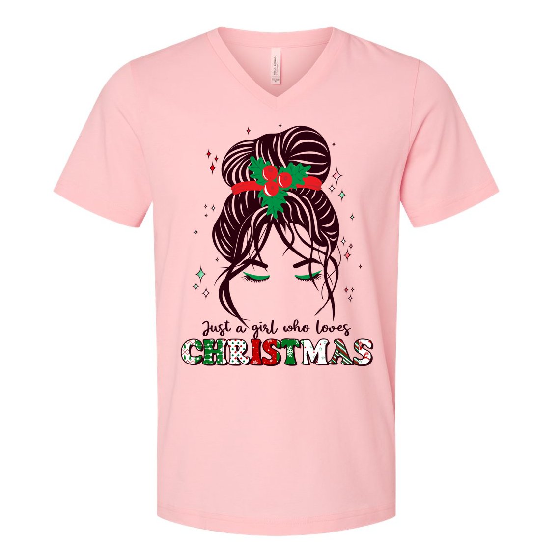 Cute Just A Girl Who Loves Christmas V-Neck T-Shirt